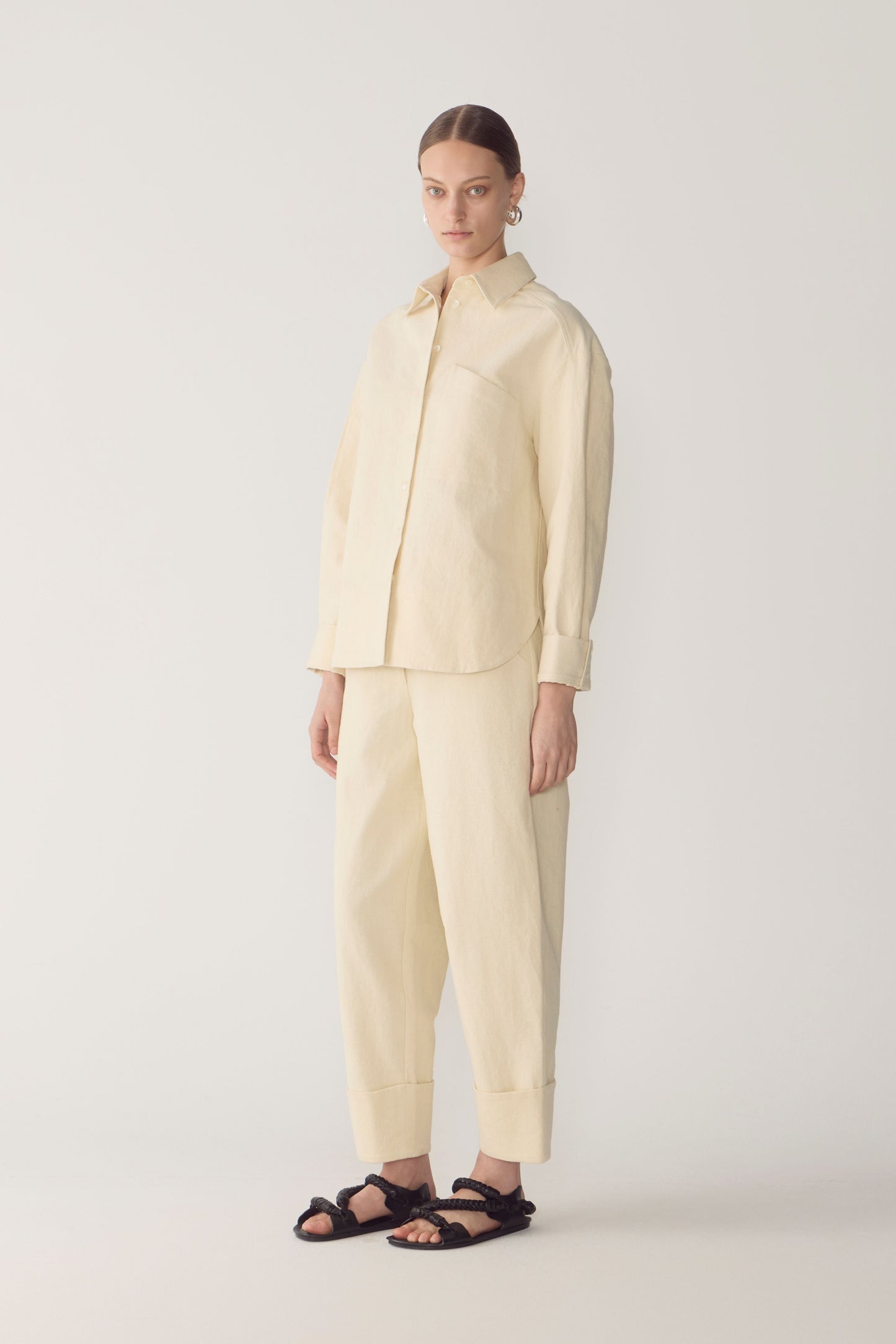 Blair Pant in Bone Cotton Linen
