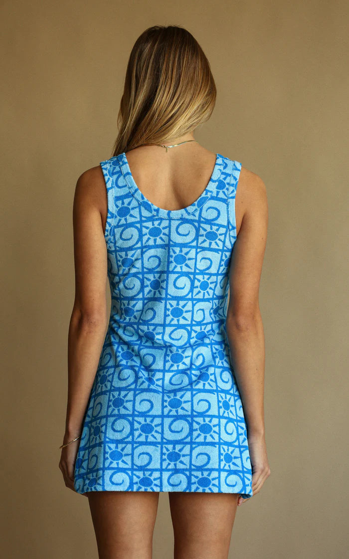 Sunseeker Terry Mini Dress in Cornflower Blue