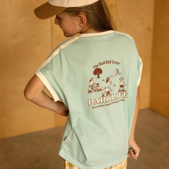 Rad Kid Park Crew Org Cotton Tee in Teal