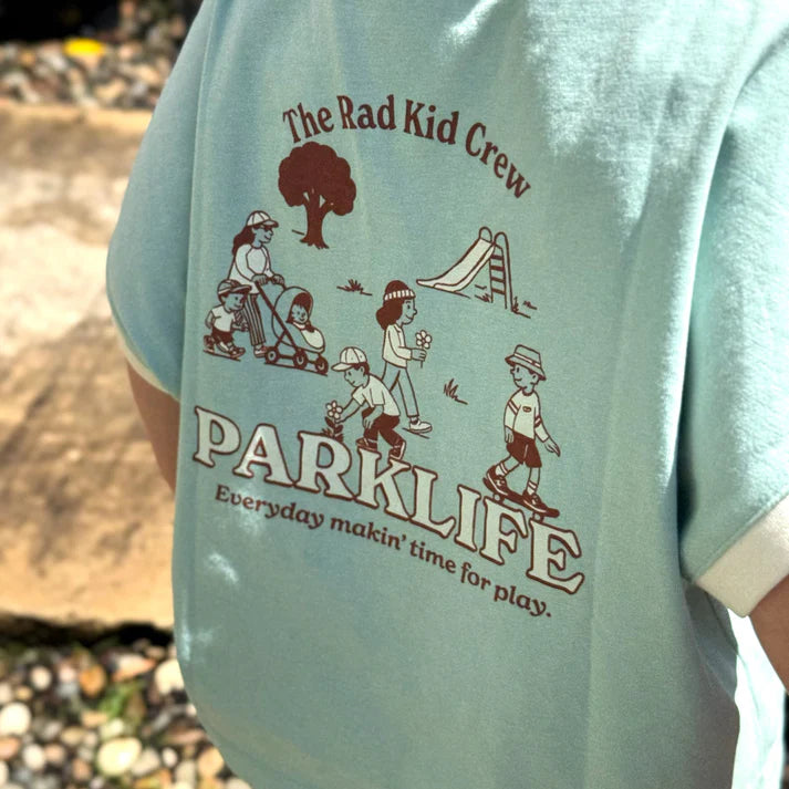 Rad Kid Park Crew Org Cotton Tee in Teal