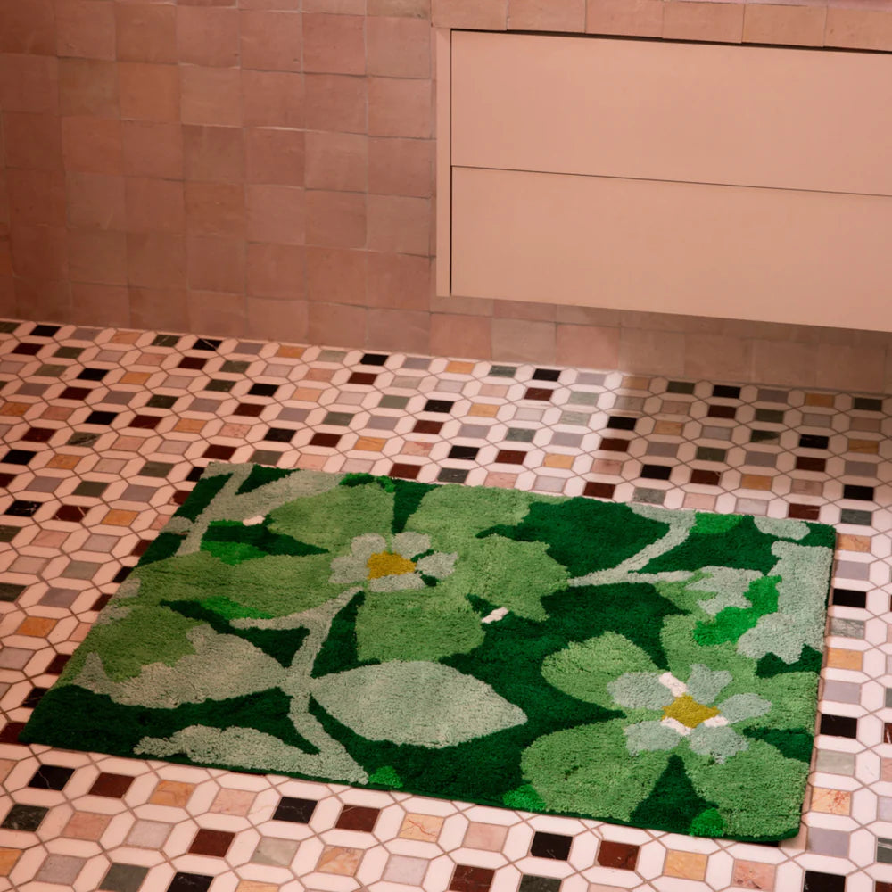 Bath Mat in Green Cosmos