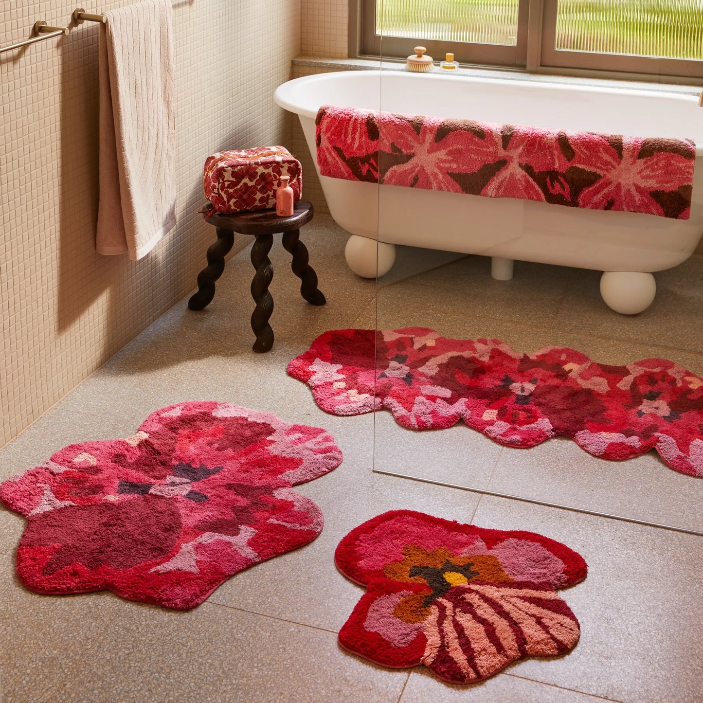 Pansy Pink Long Bath Mat