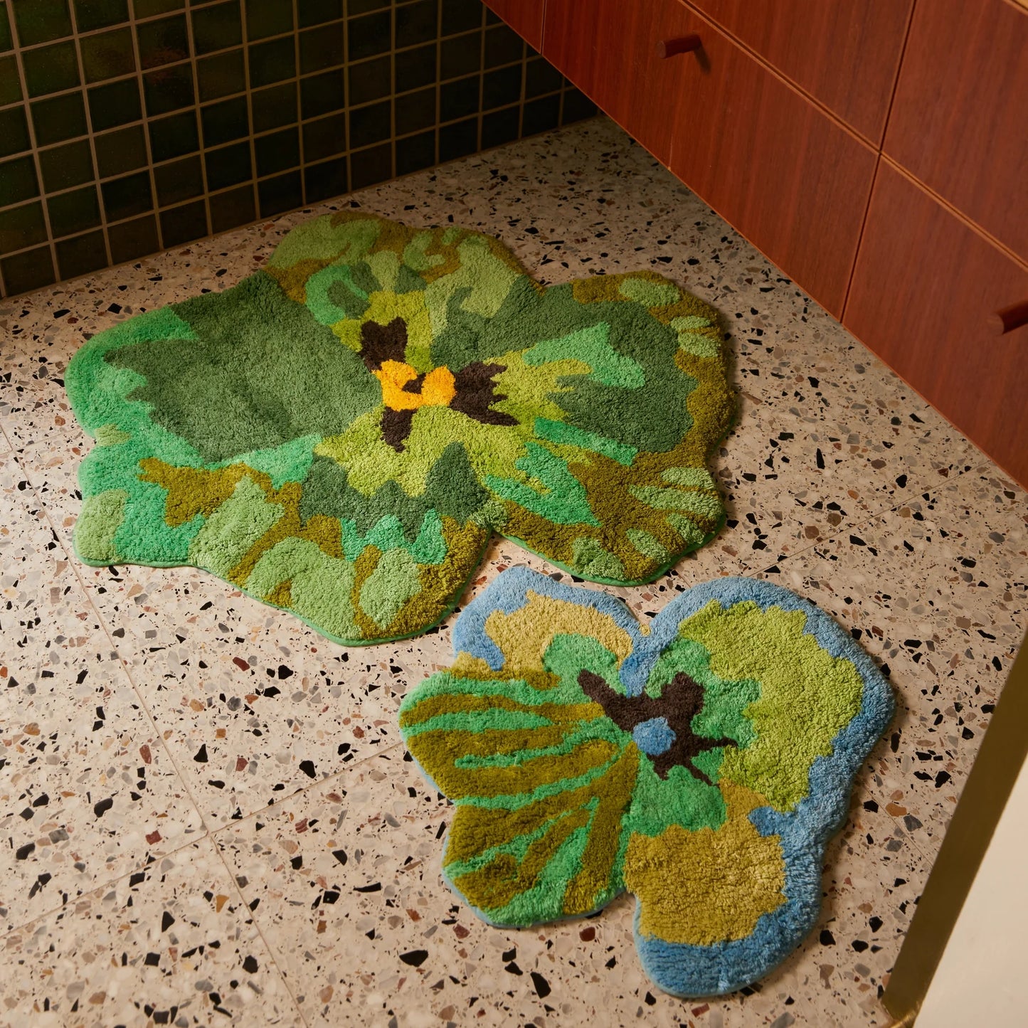 Pansy Green Bath Mat