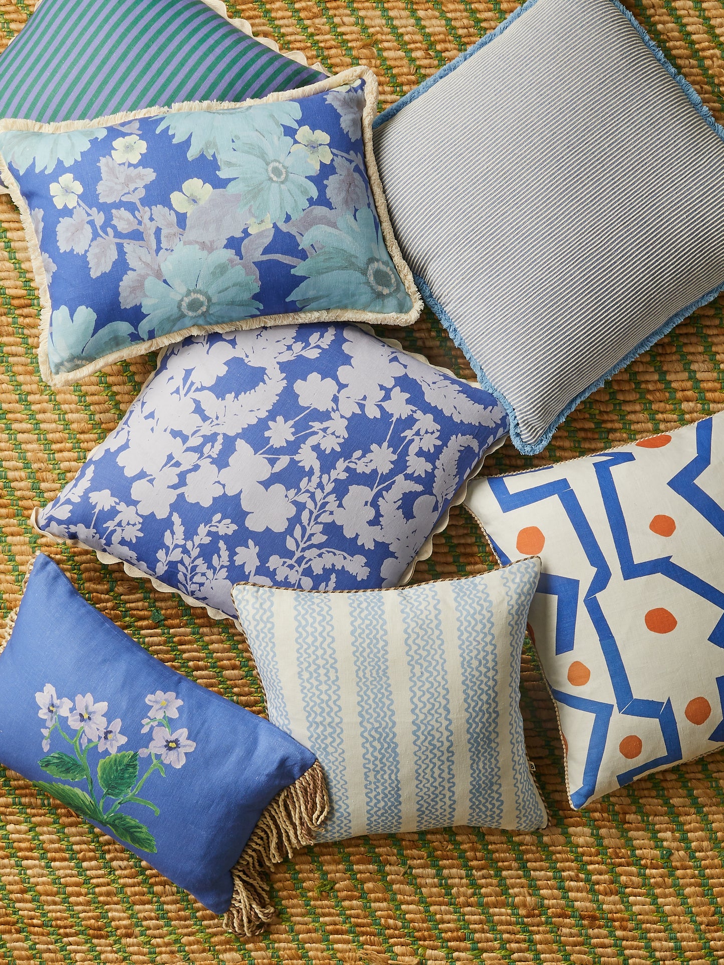 Just Landed - Cottage Garden Blue Cushion