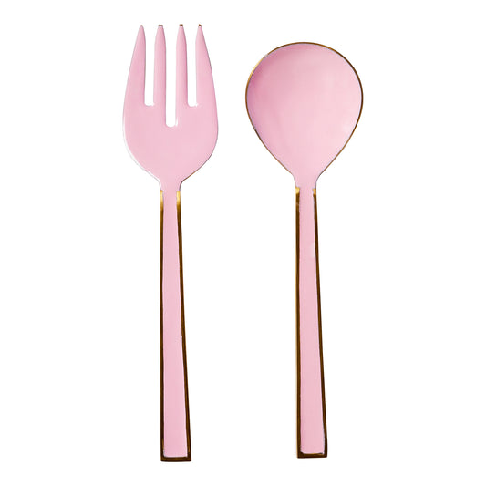 Enamel Salad Servers in Rose