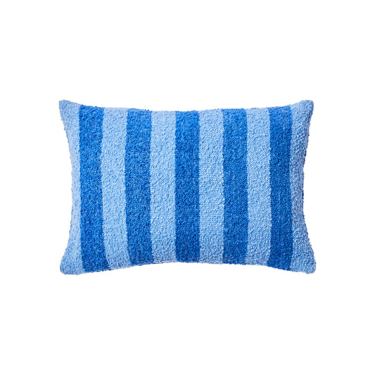 Boucle Stripe Cushion in Blue