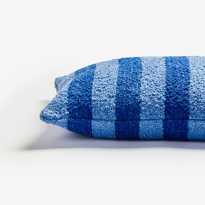 Boucle Stripe Cushion in Blue