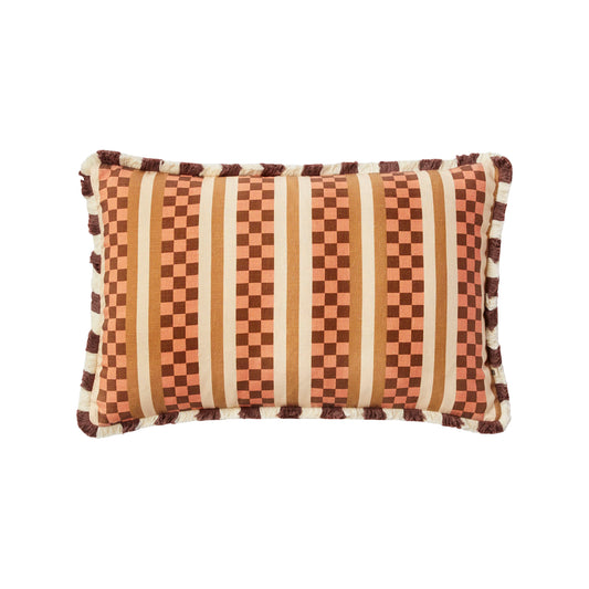 Marco Tile Linen Cushion in Terracotta