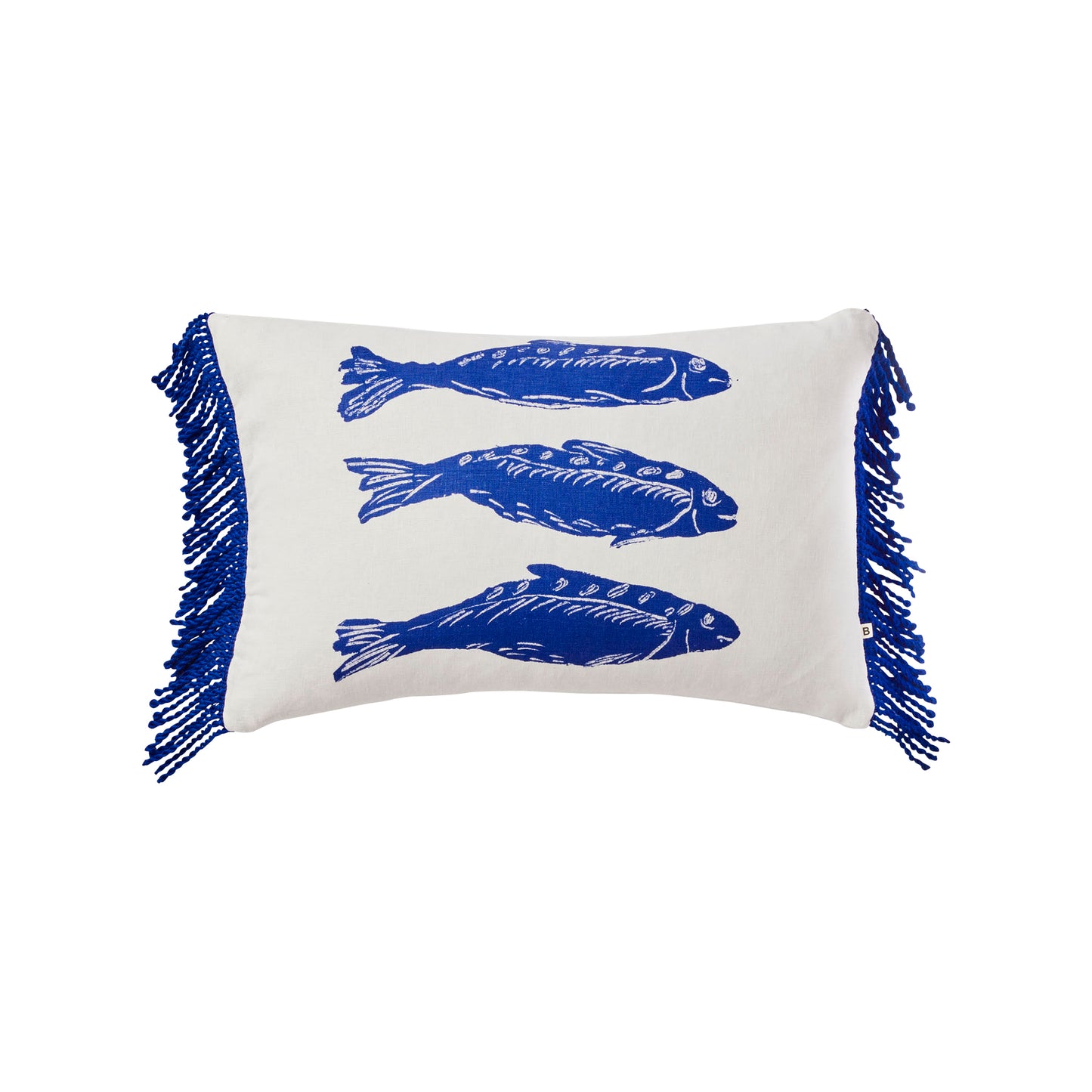 Sardines Linen Cushion in Blue