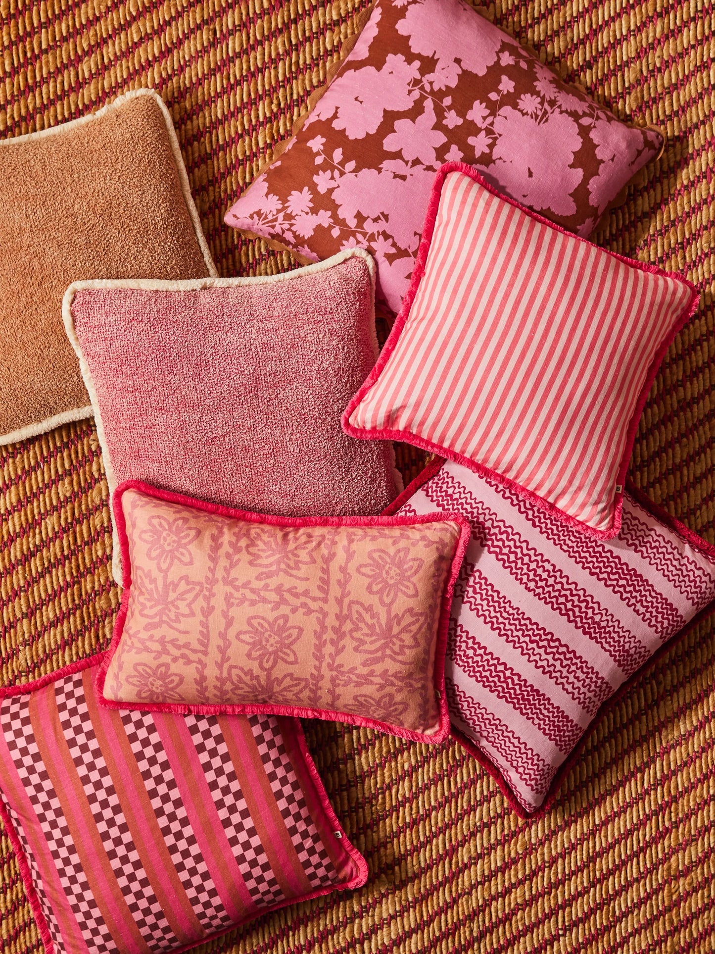 Pinstripe Rose Linen Cushion