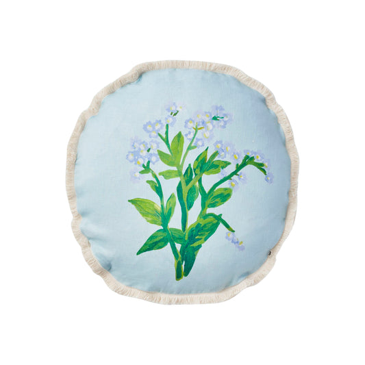 Forget Me Not Linen Cushion in Blue