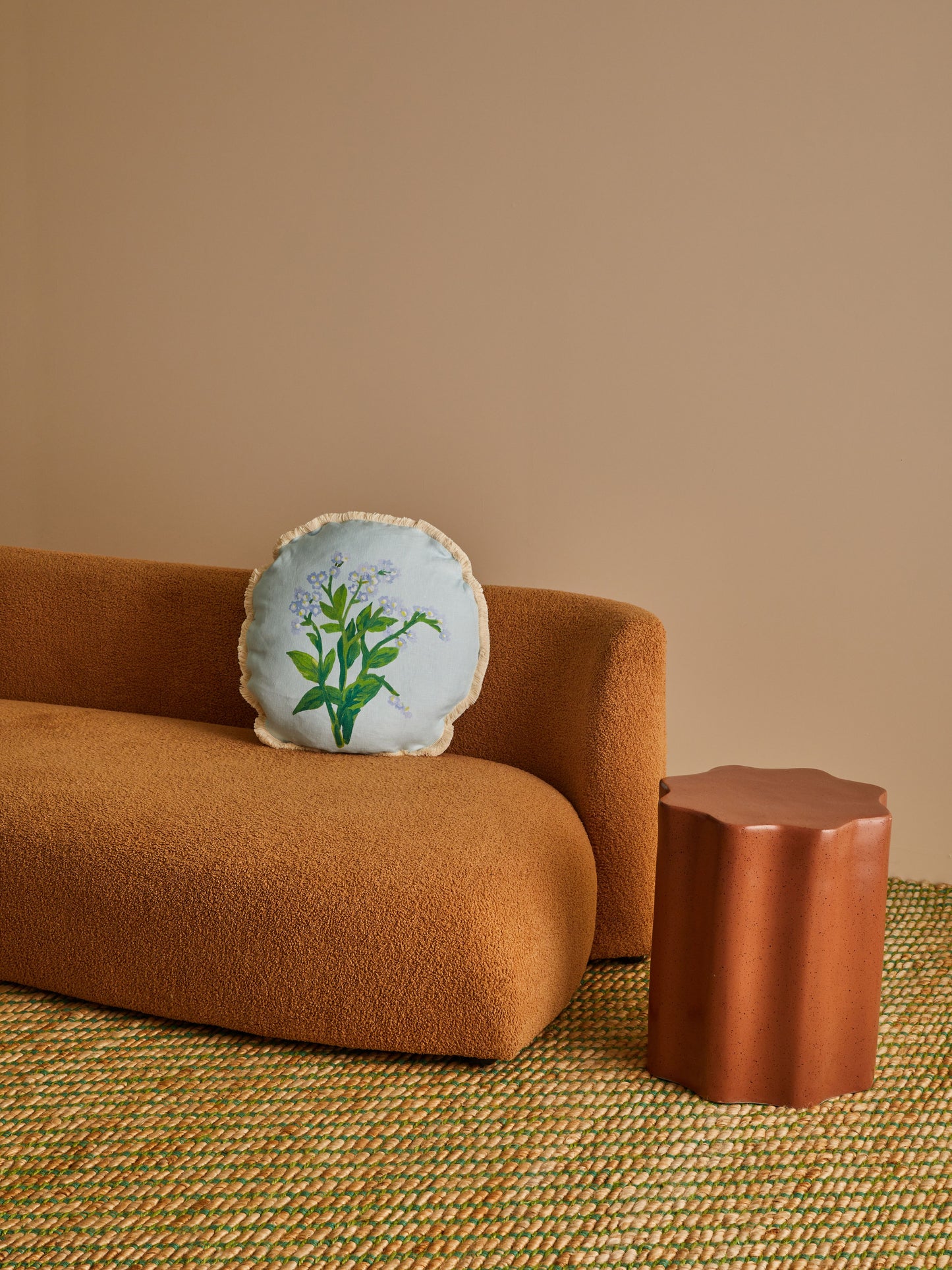 Forget Me Not Linen Cushion in Blue