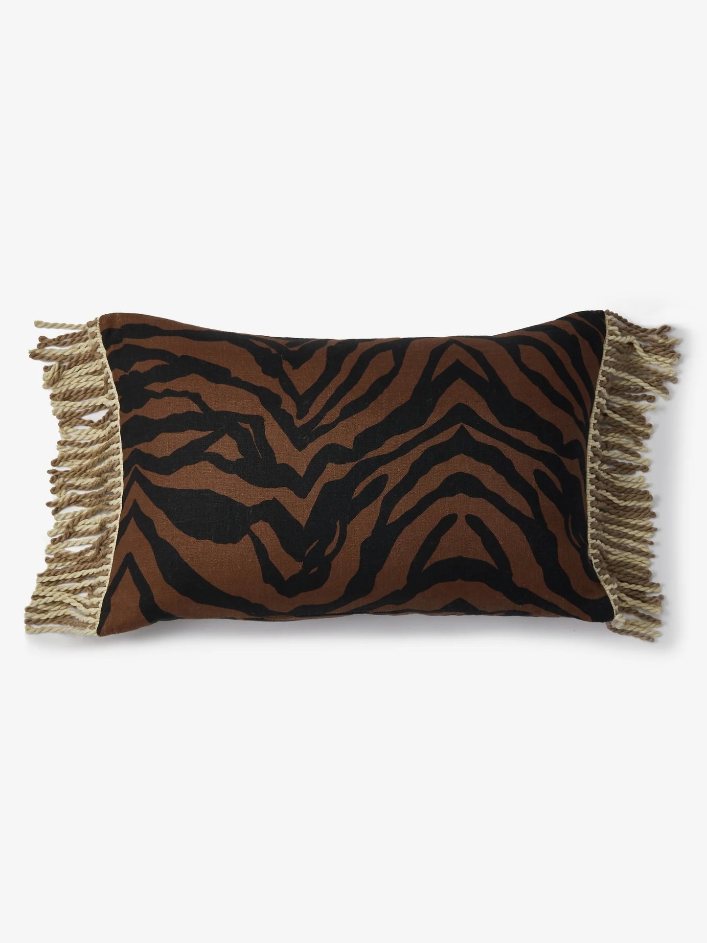 Zebra Chocolate Linen Cushion