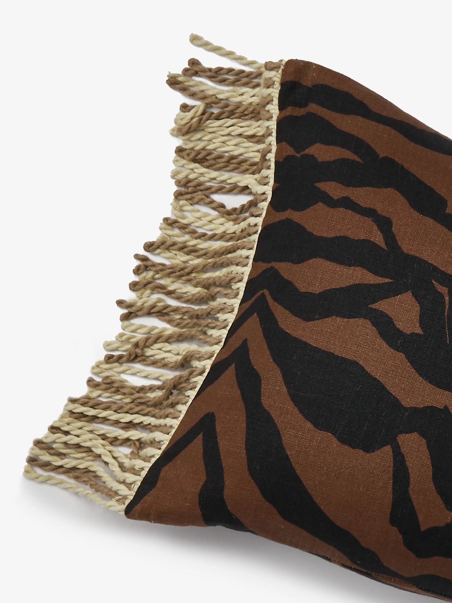 Zebra Chocolate Linen Cushion