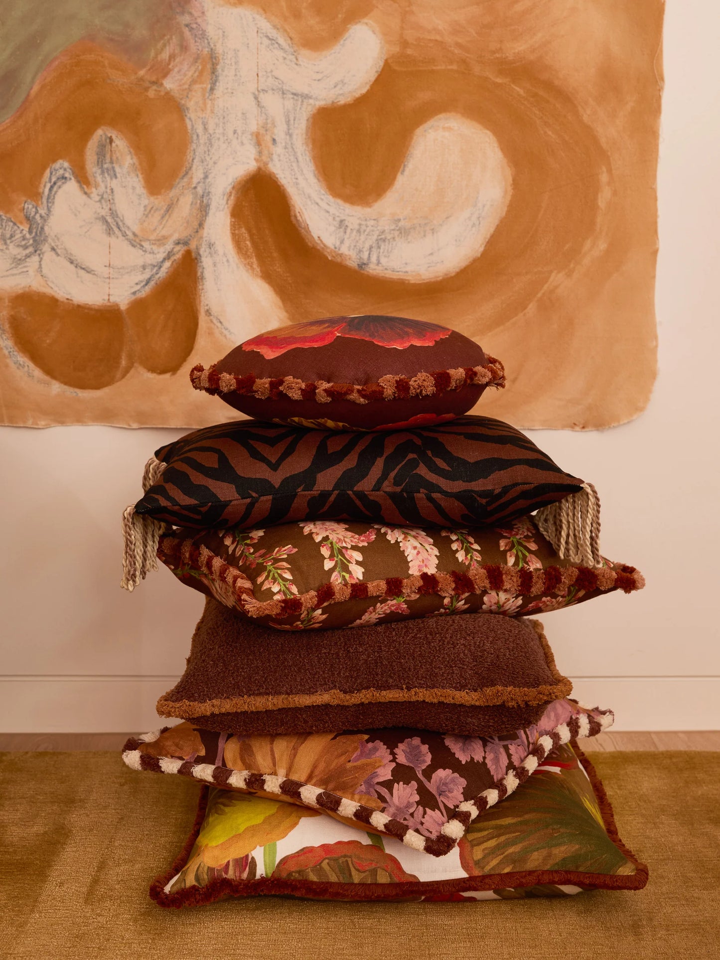 Zebra Chocolate Linen Cushion