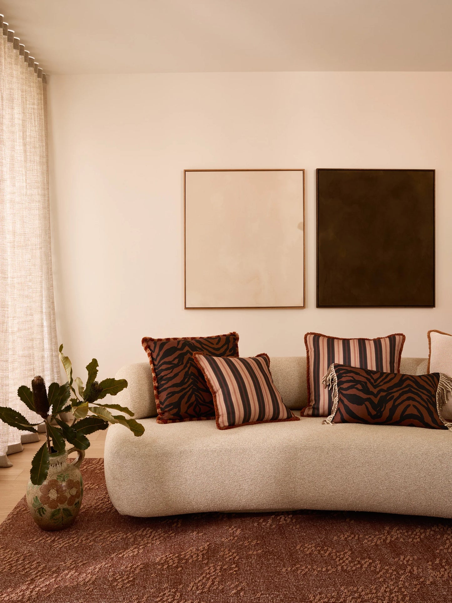 Zebra Chocolate Linen Cushion