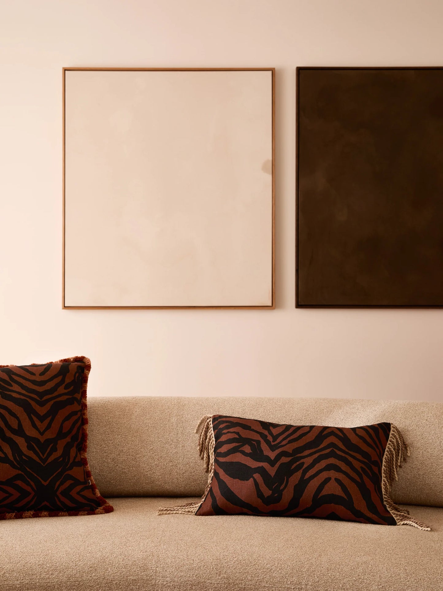 Zebra Chocolate Linen Cushion