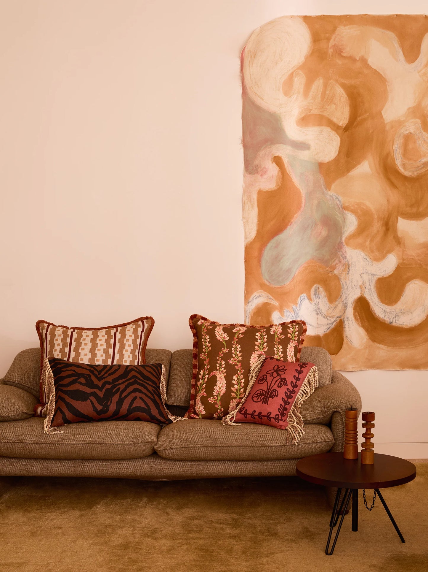 Zebra Chocolate Linen Cushion