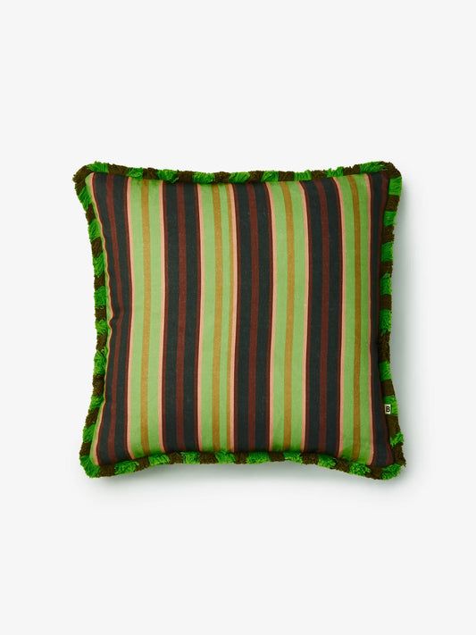 Suiting Stripe Emerald Linen Cushion