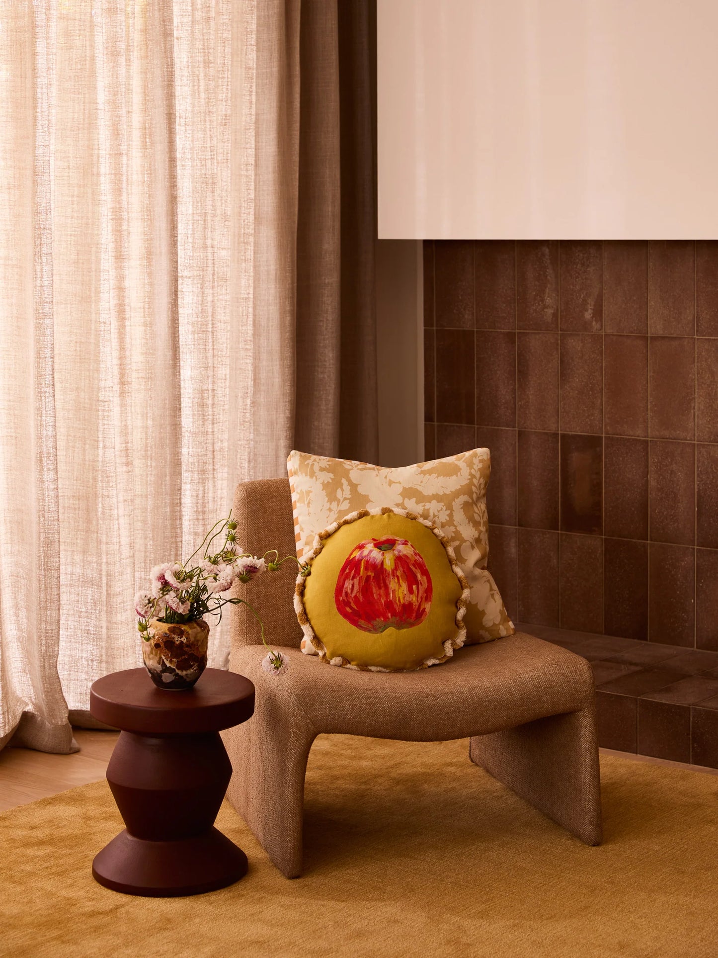 Apple Round Linen Cushion