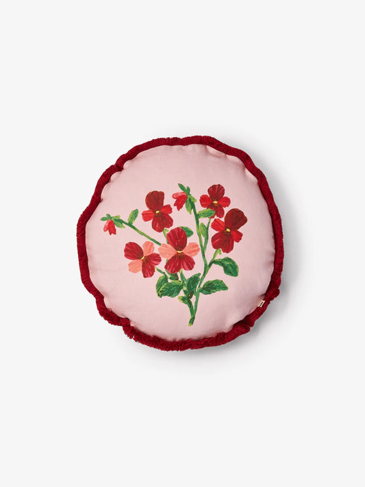 Mini Viola Round Linen Cushion