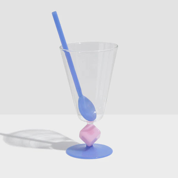 Limited Edition Cube Sundae Glass and Spoon in Pink and Blue