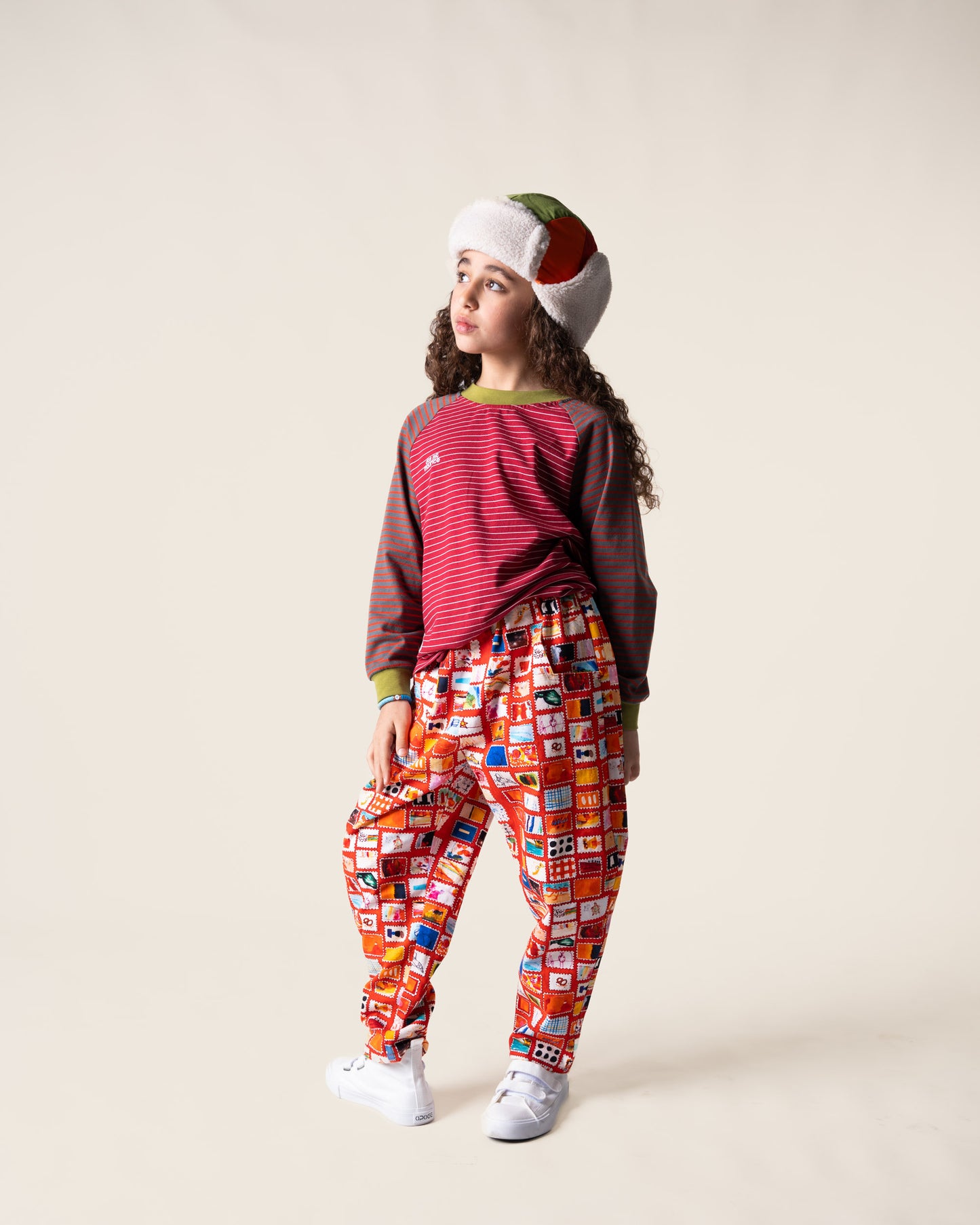 Raglan Long Sleeve T-shirt in Burgundy Stripe