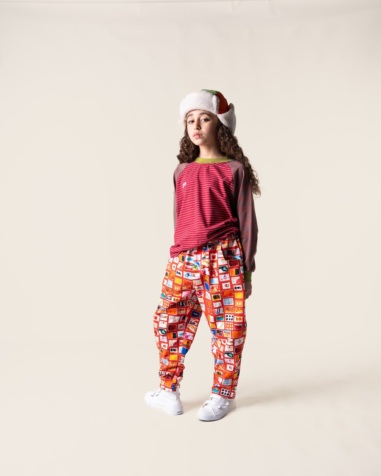 Raglan Long Sleeve T-shirt in Burgundy Stripe