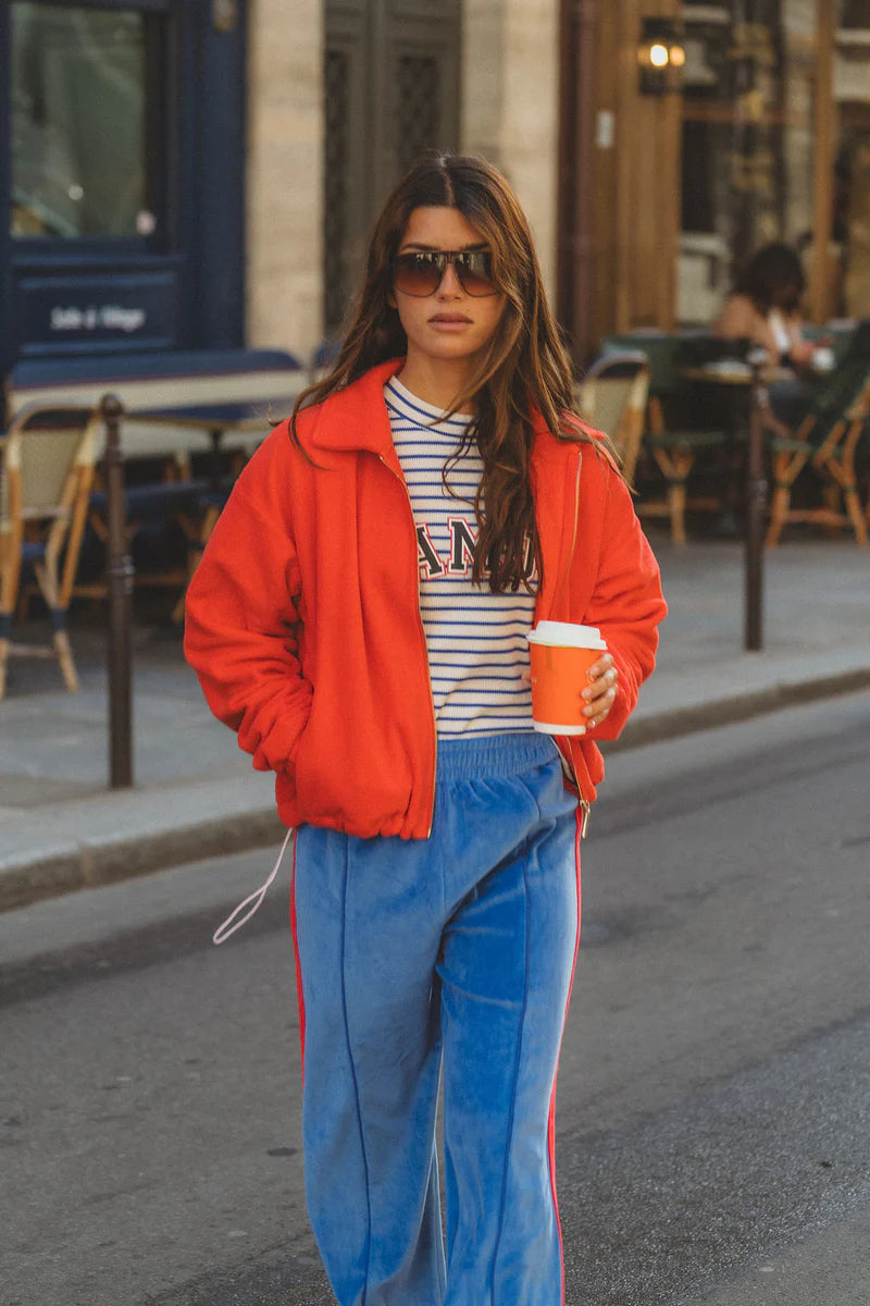 Sherpa Zip Through Jacket in Red Alert