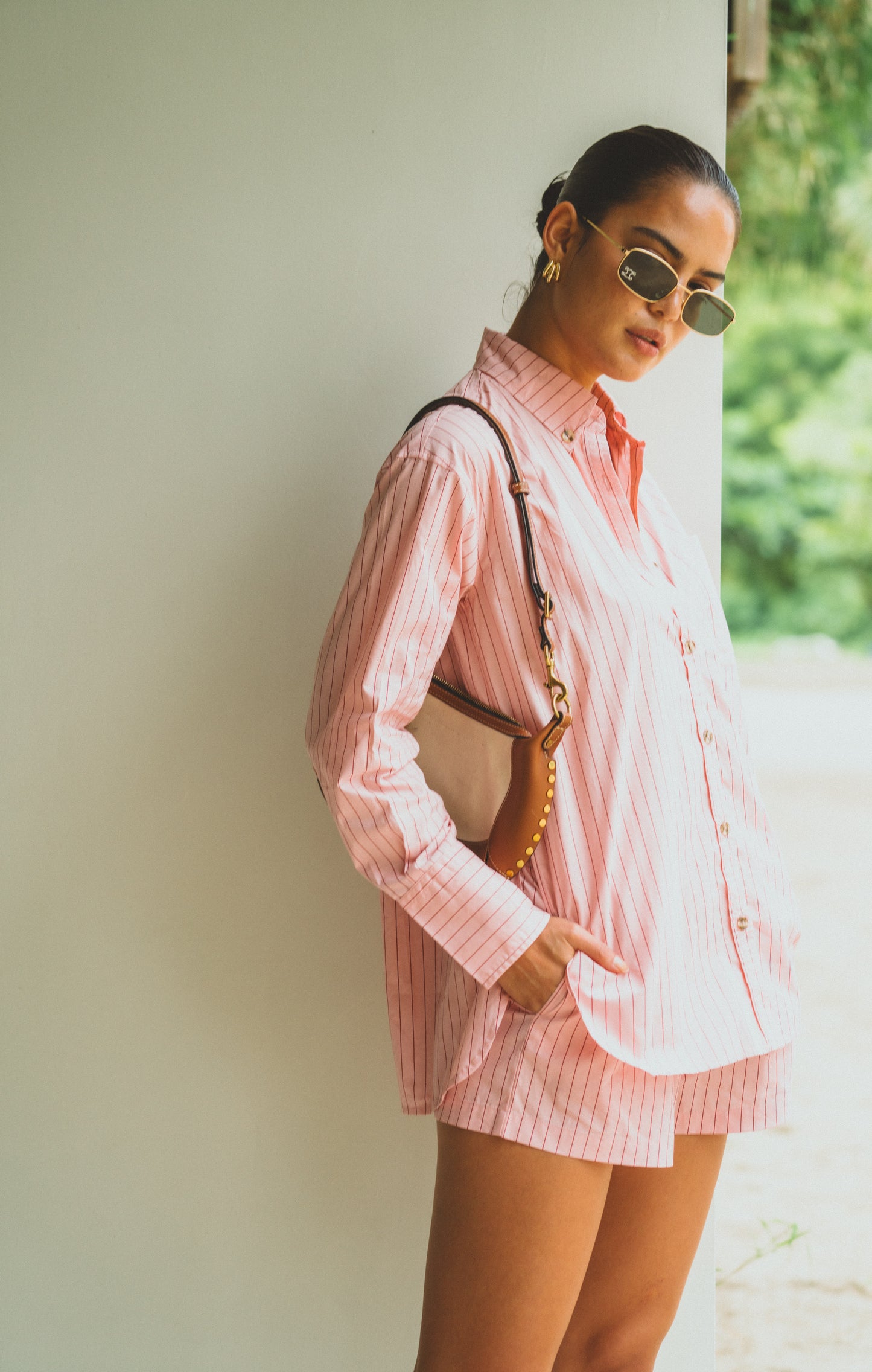 AJJA Stripe Shirt in Pink Blush