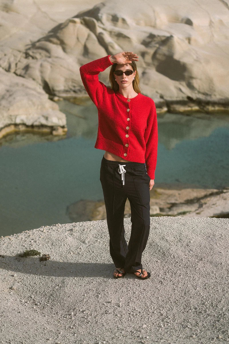 Aimes Shell Cardigan in Lipstick Red