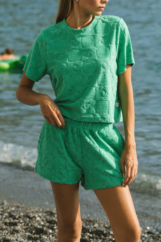 Cruise Dolphin Terry Short in Tropical Green