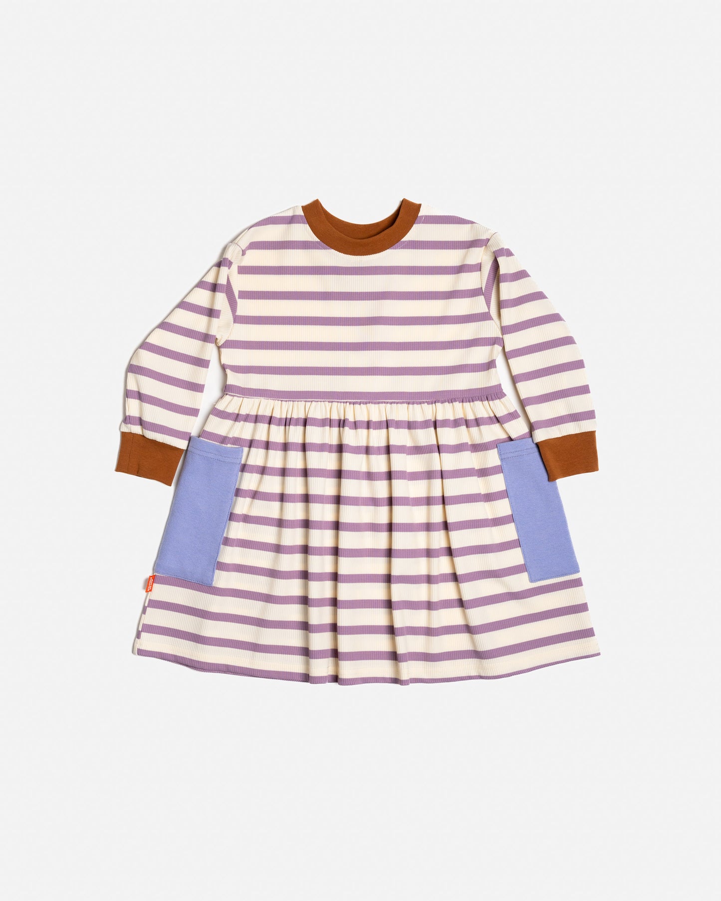 Long Sleeve Bell Dress in Purple Stripes