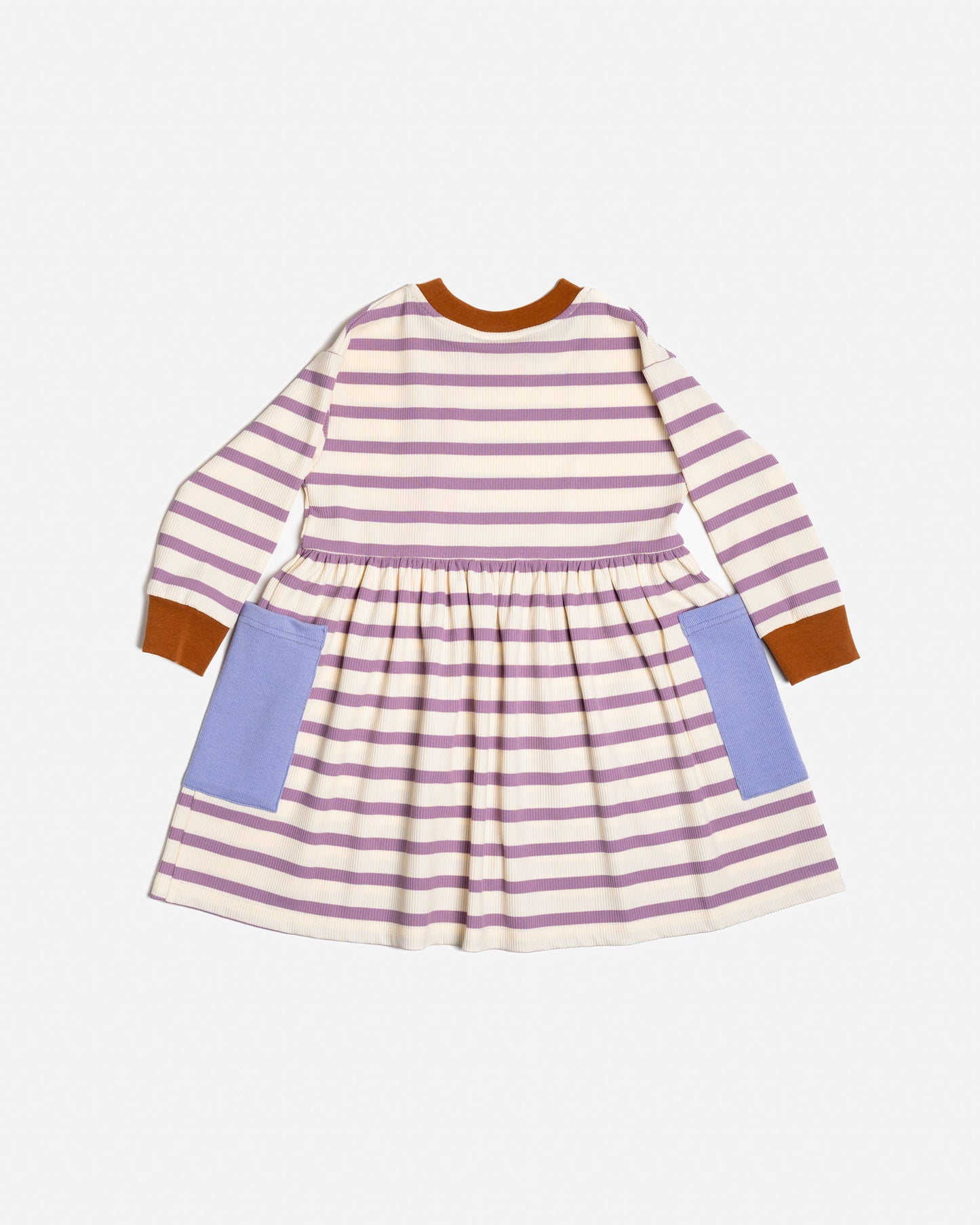 Long Sleeve Bell Dress in Purple Stripes