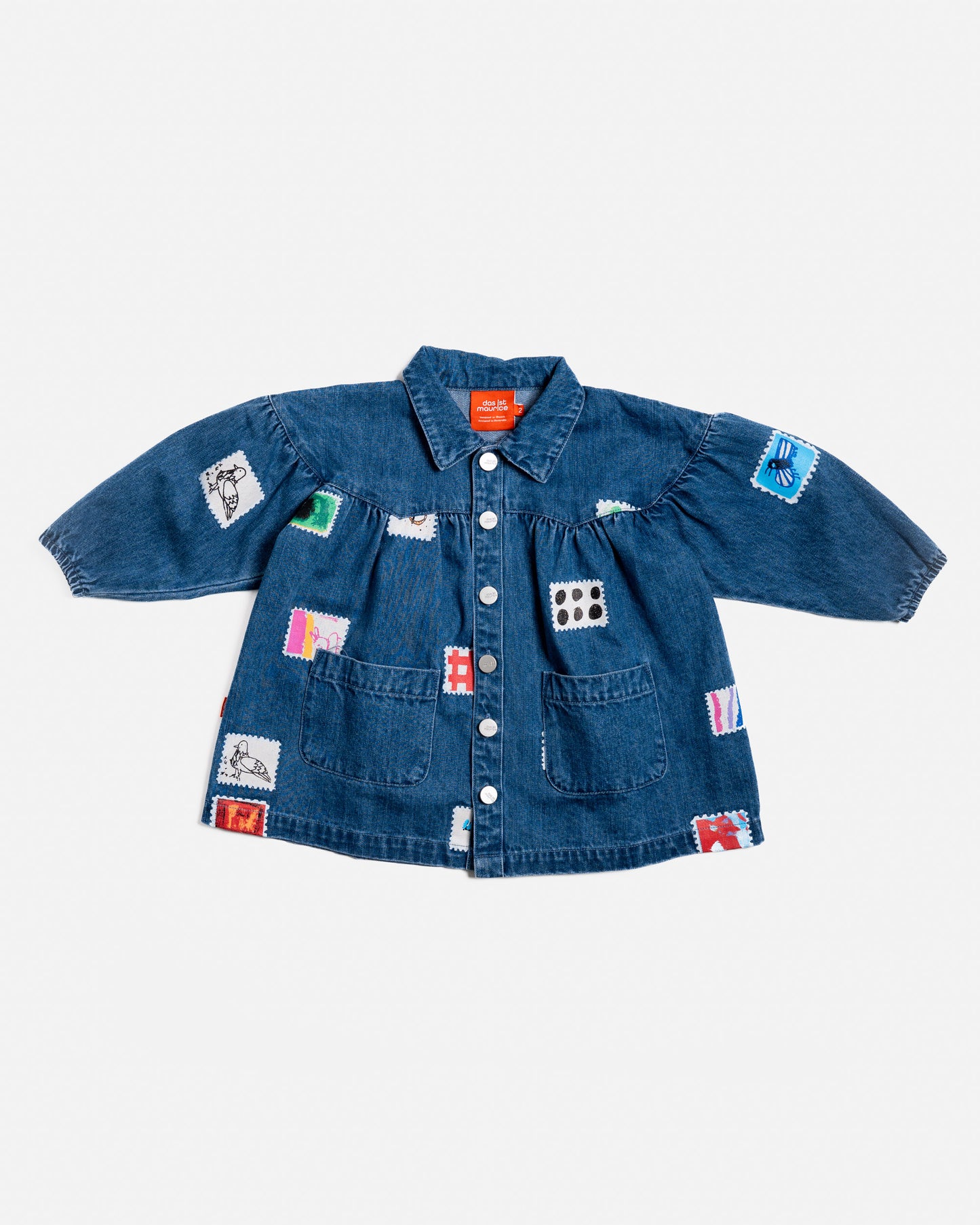 Denim Smock Dress in Stamps