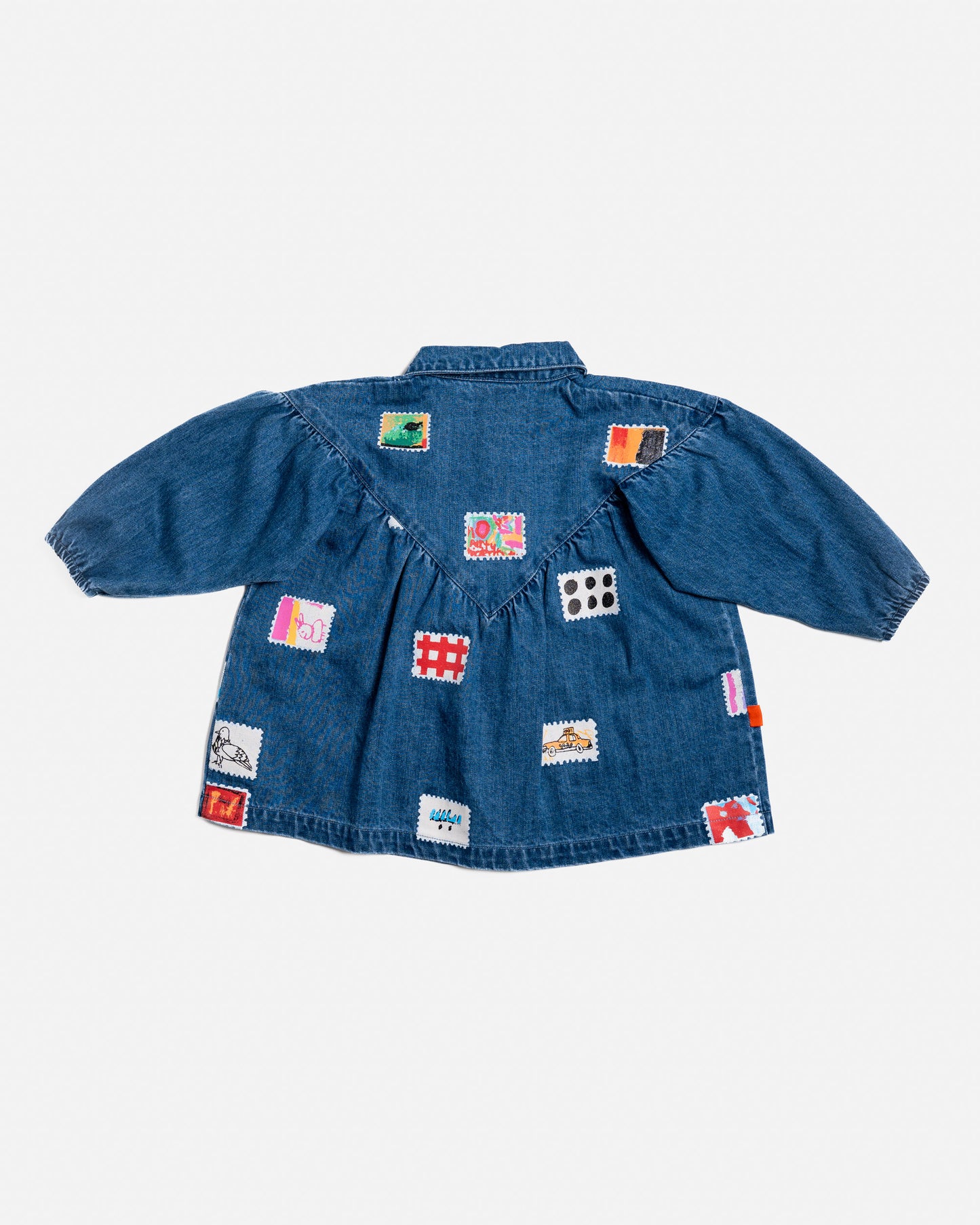 Denim Smock Dress in Stamps
