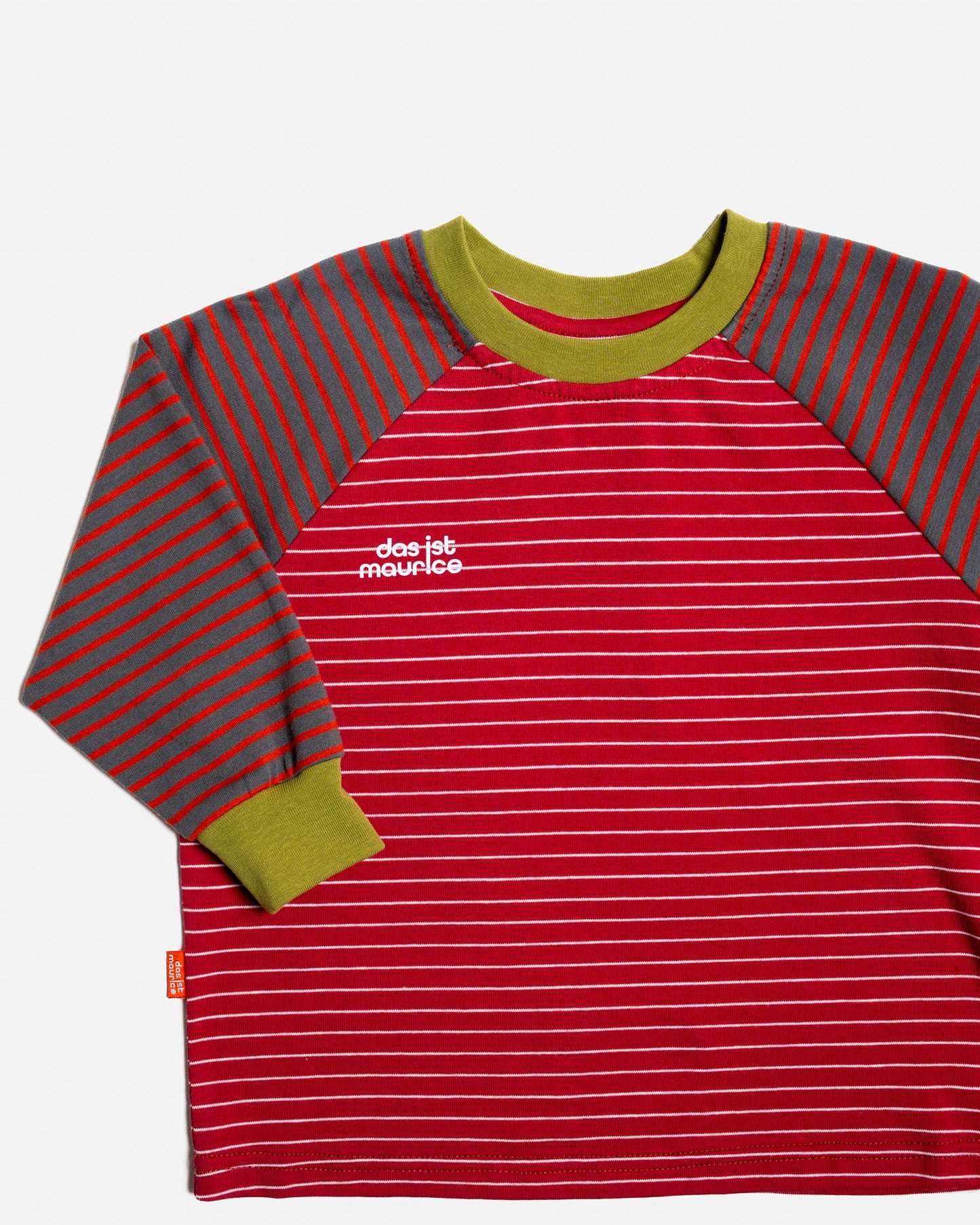 Raglan Long Sleeve T-shirt in Burgundy Stripe