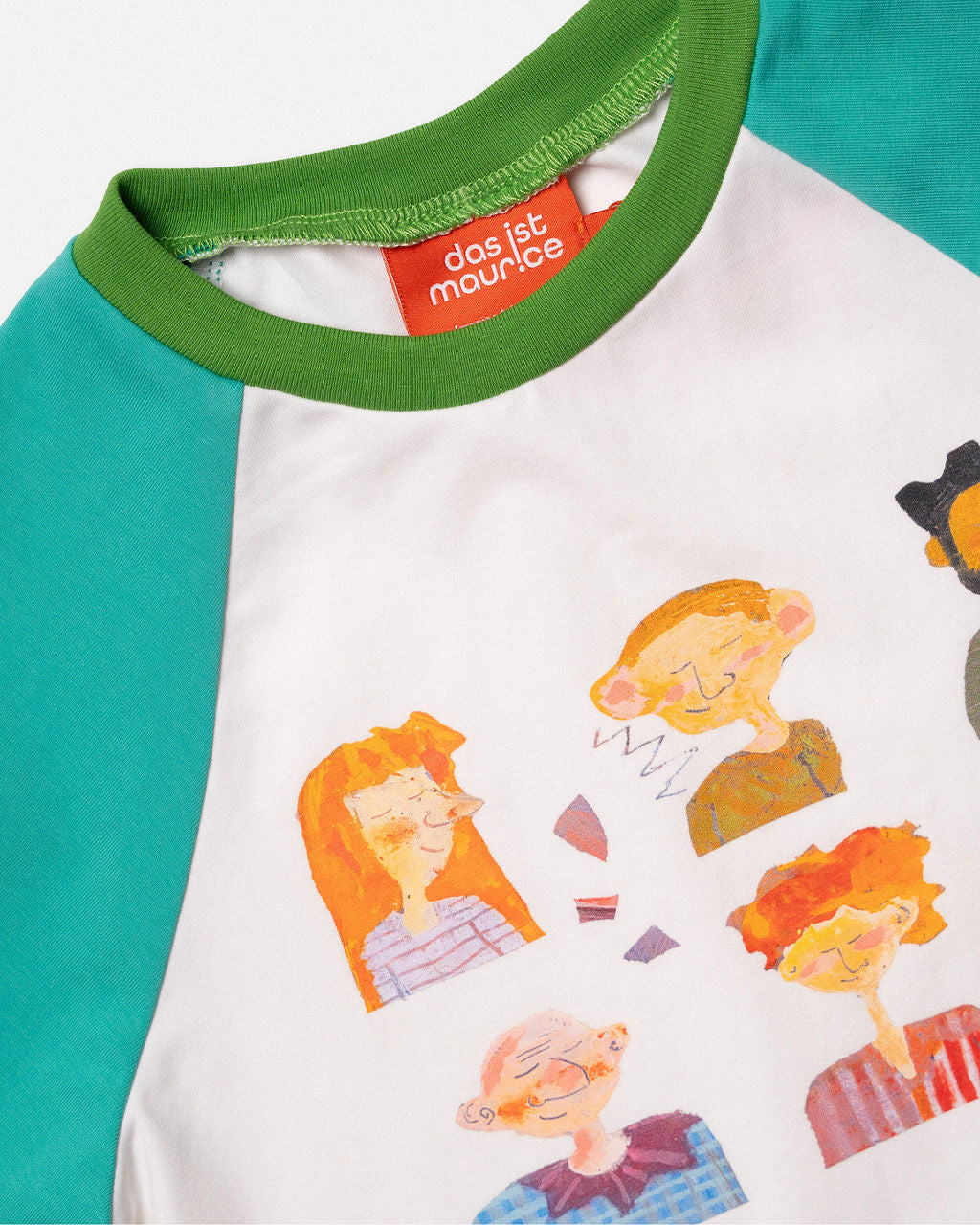 Raglan Tshirt in Aqua & White