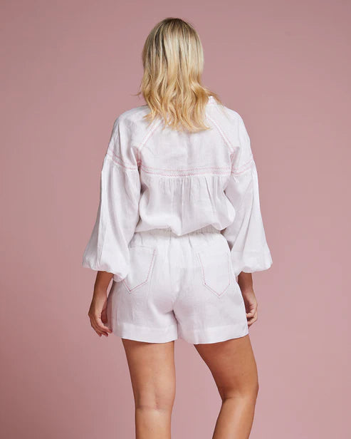 Lipari Short in White & Pink Zig Zag