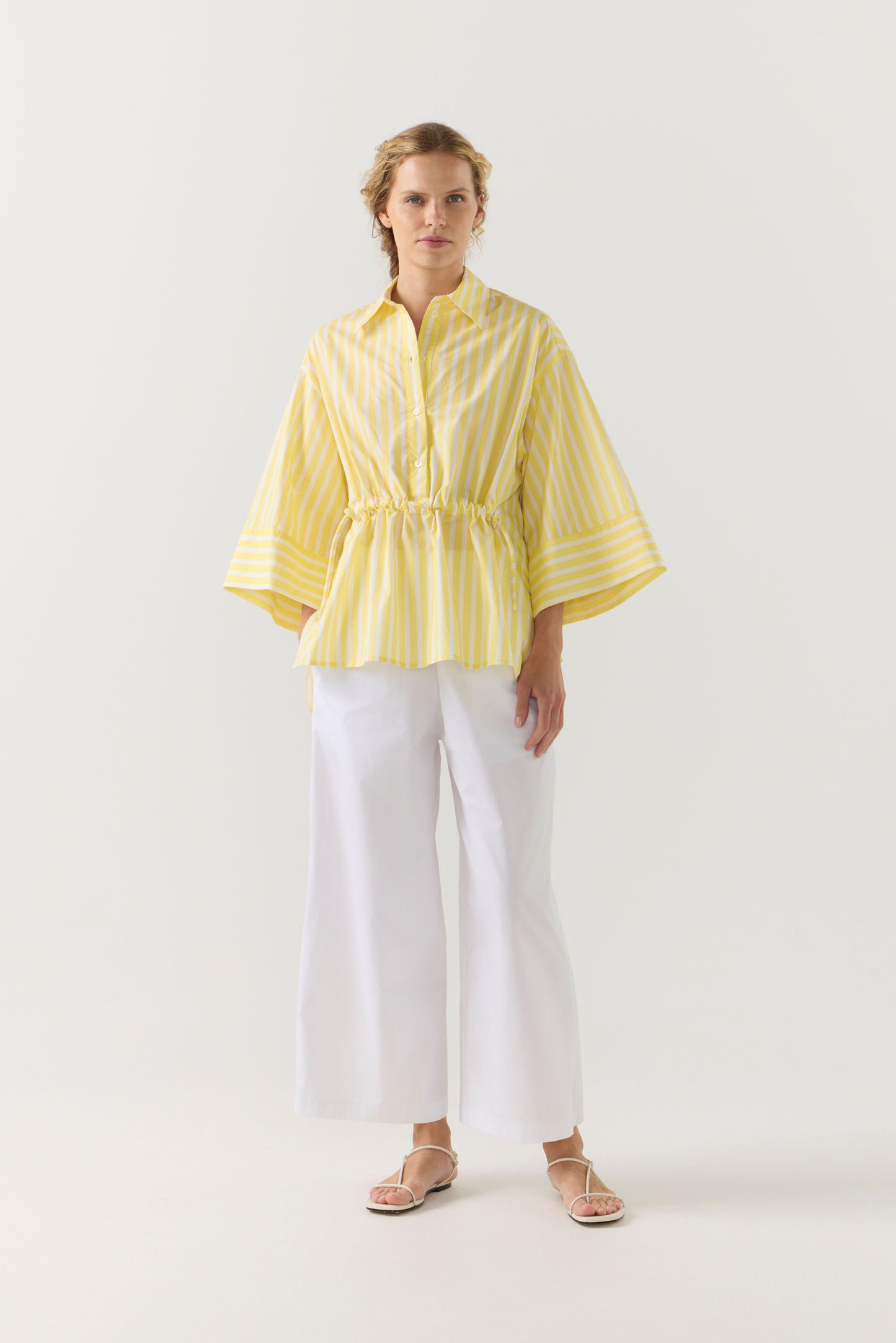 Emily Shirt in Lemon Stripe Poplin
