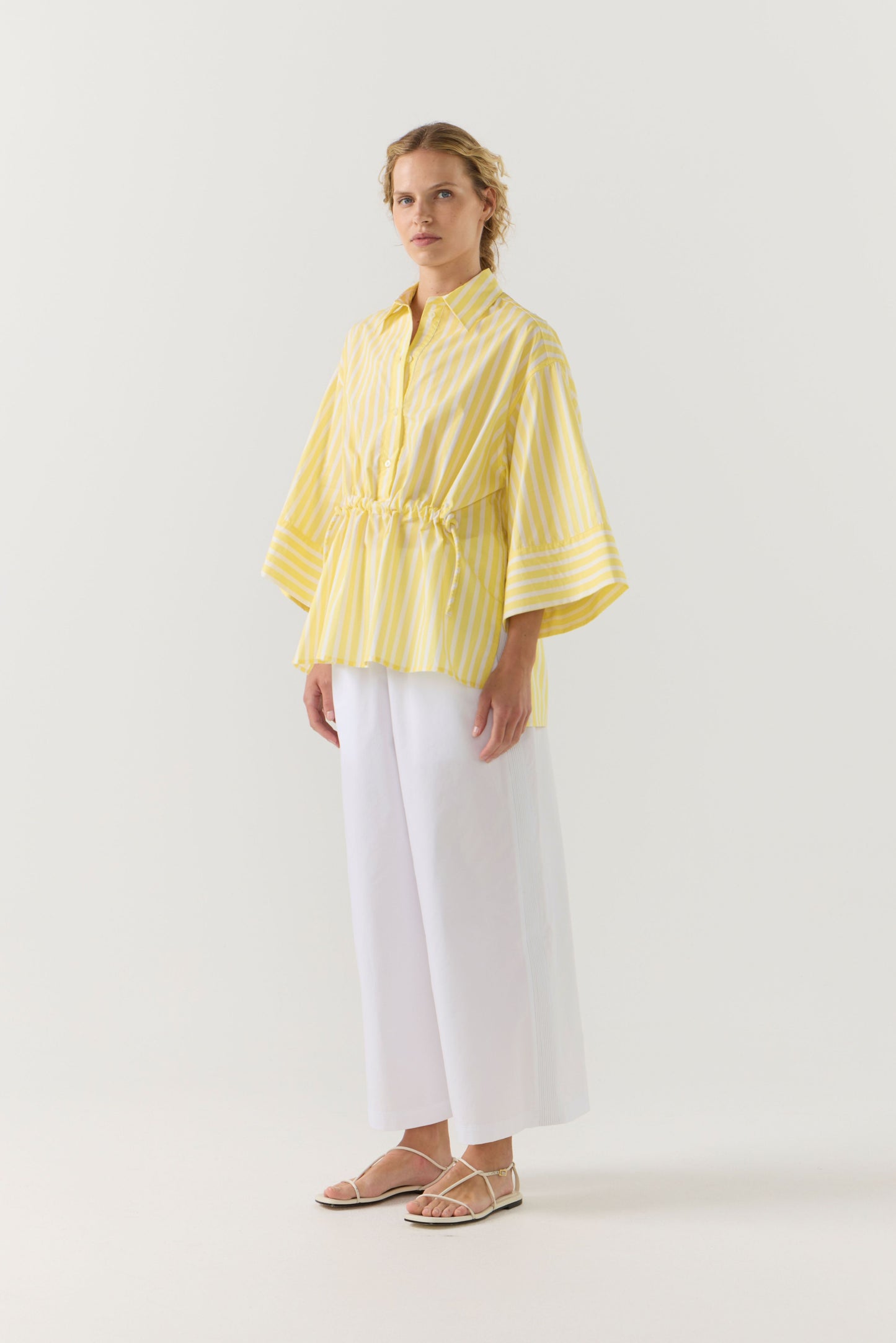 Emily Shirt in Lemon Stripe Poplin