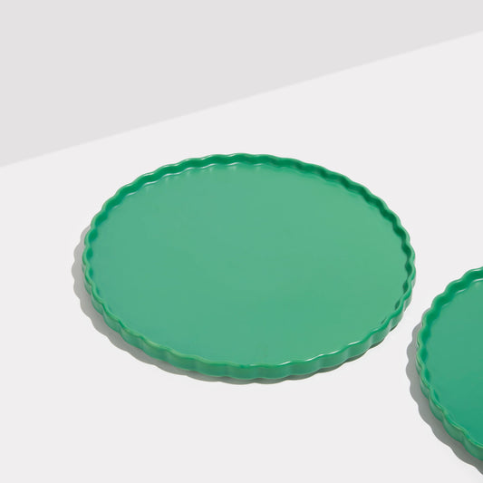 Ceramic Wave Dinner Plate in Forest Green (Set of Two)