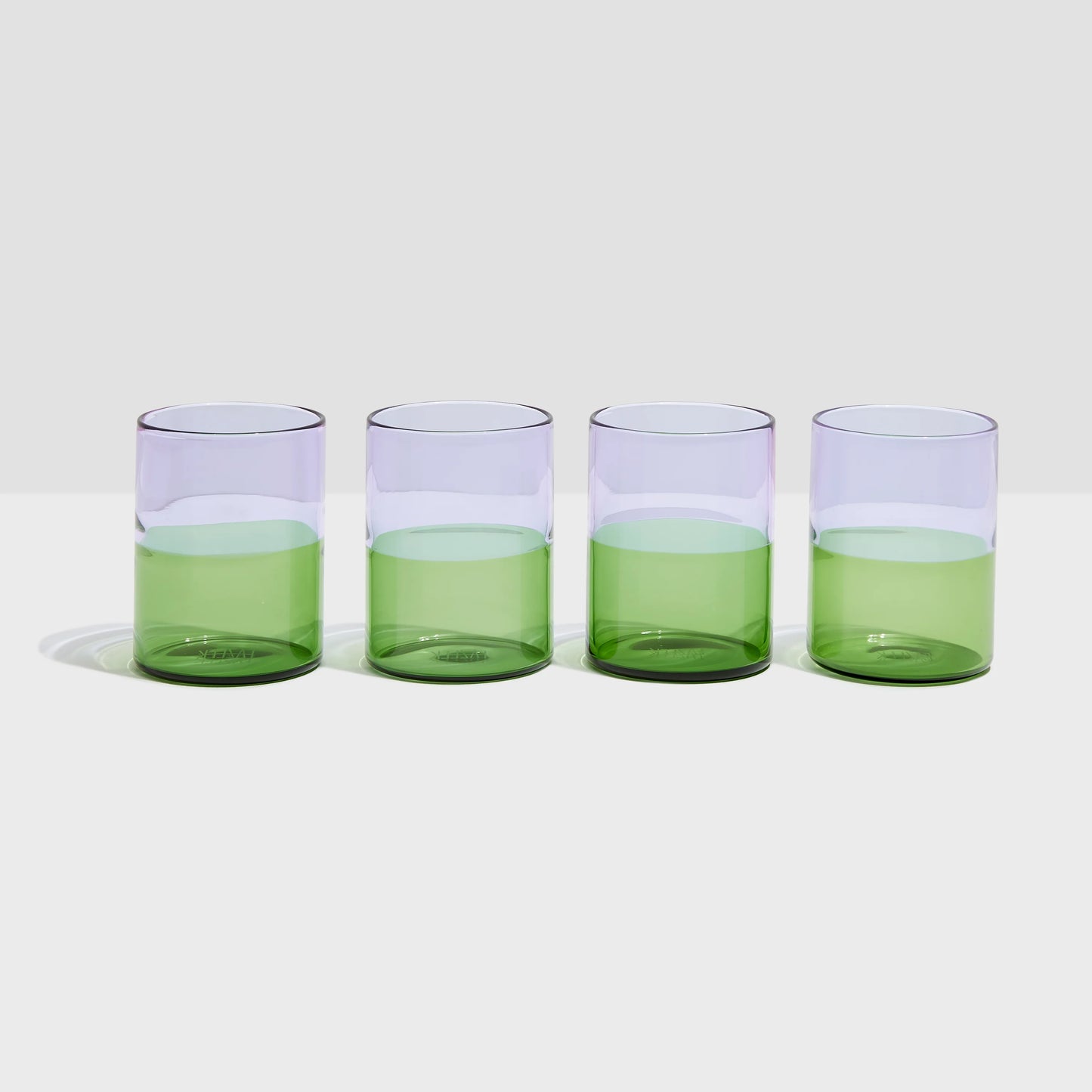 Two Tone Glasses in Lilac & Green (Set of 4)