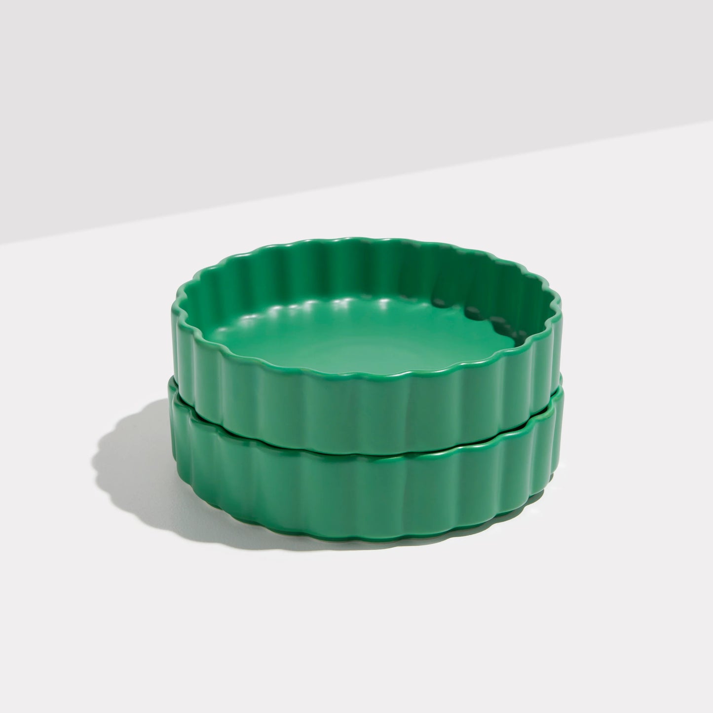 Ceramic Wave Bowl in Forest Green (Set of Two)