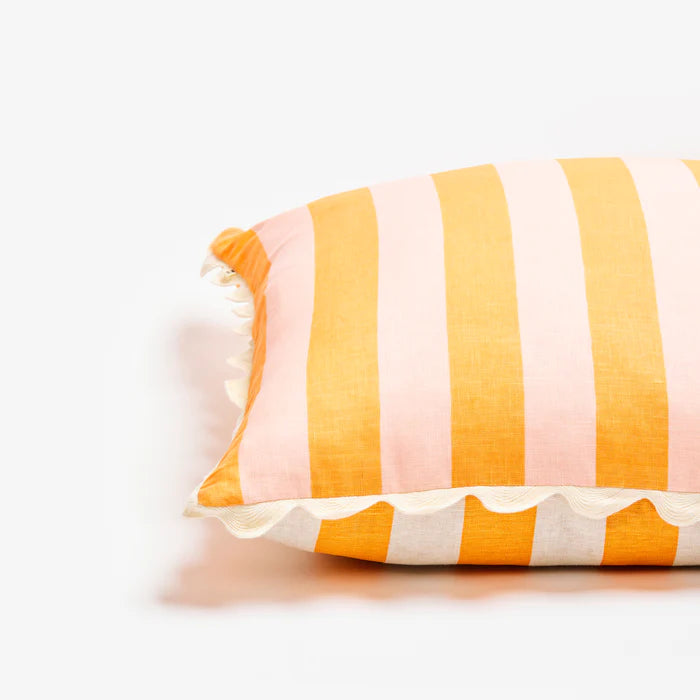 Bold Stripe Cushion in Orange and Pink