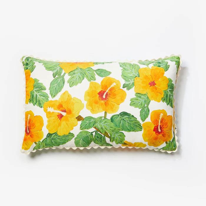 Hibiscus Cushion in Yellow