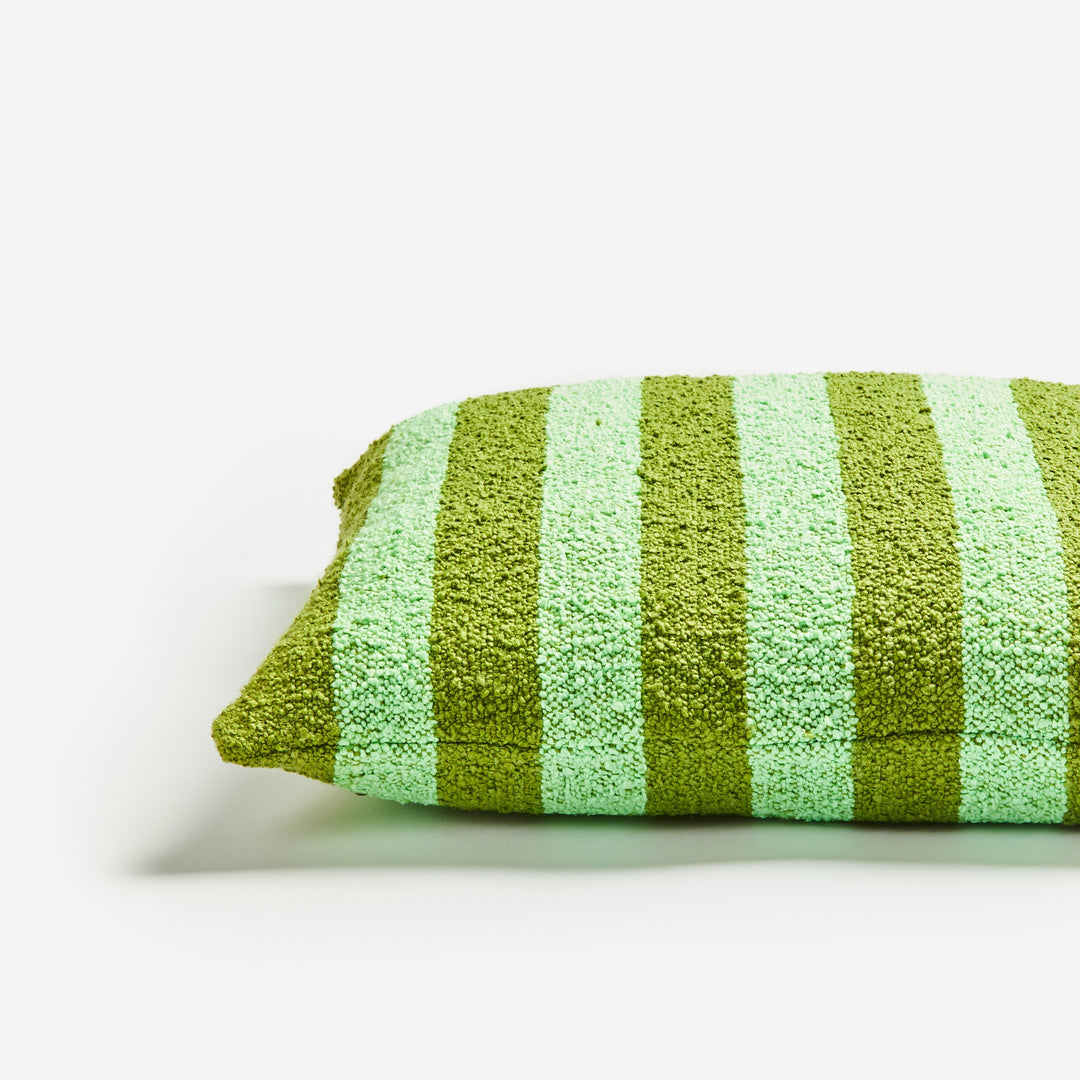 Boucle Stripe Cushion in Olive