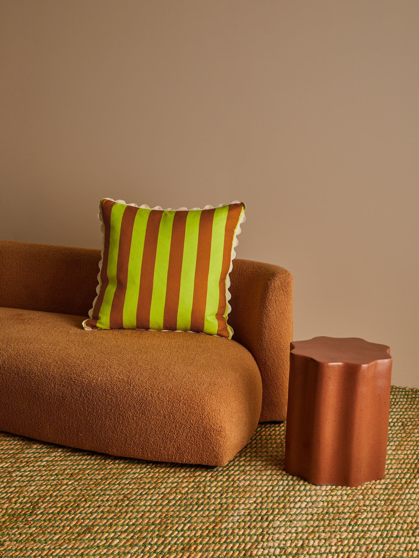Bold Stripe Linen Cushion in Lime