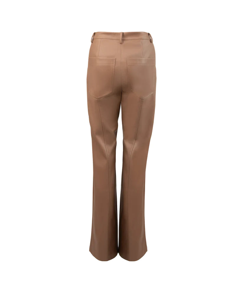 Gwen PU High Waisted Pants in Cafe