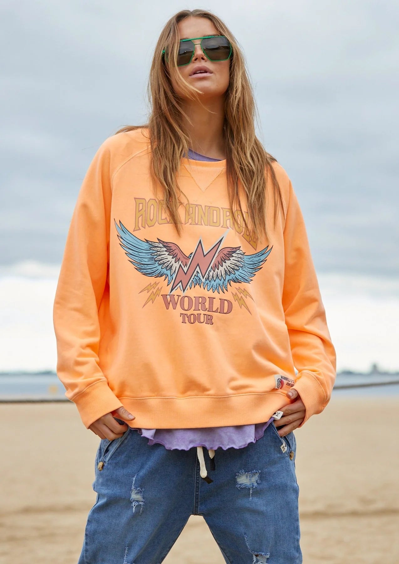 Vintage Rock & Roll Sweat in Orange